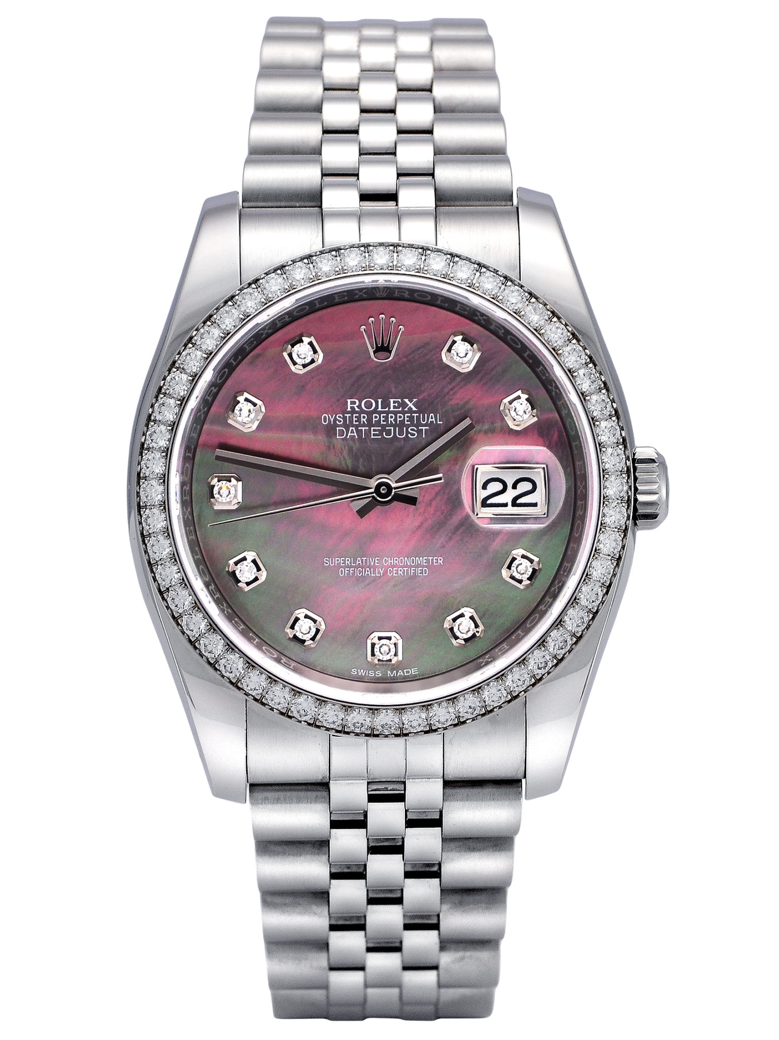 rolex mother of pearl diamond dial datejust