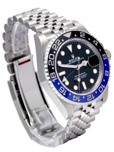 Side view of Rolex GMT-Master II 126710BLNR "Batman"/"Batgirl", a 2020 brand new watch with box & papers