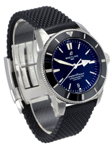 Side view image of Breitling Superocean Héritage II AB2030121B1S1 with a black dial and black rubber strap