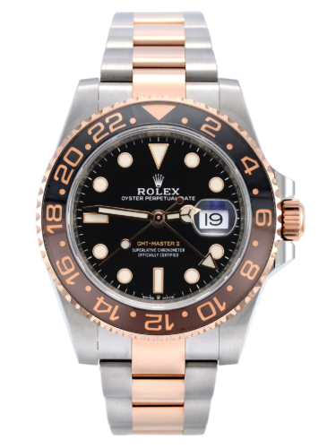 Image of a stainless steel & rose gold Rolex GMT-Master II 126711CHNR "Rootbeer"