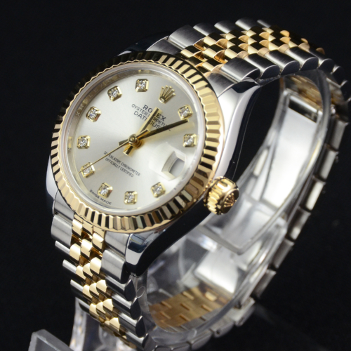Rolex Lady-Datejust 279173 with 28mm silver diamond dot dial, in bimetal stainless steel & yellow gold