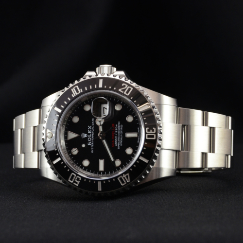 Detailed view image of a brand new old stock 2017 Rolex Sea-Dweller 126600 "Red Writing"