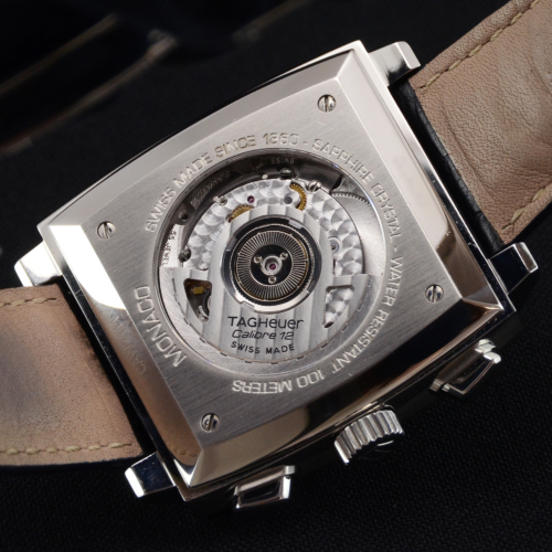 A detailed view image of a second hand TAG Heuer Monaco Calibre 12 CAW2111.FC6183