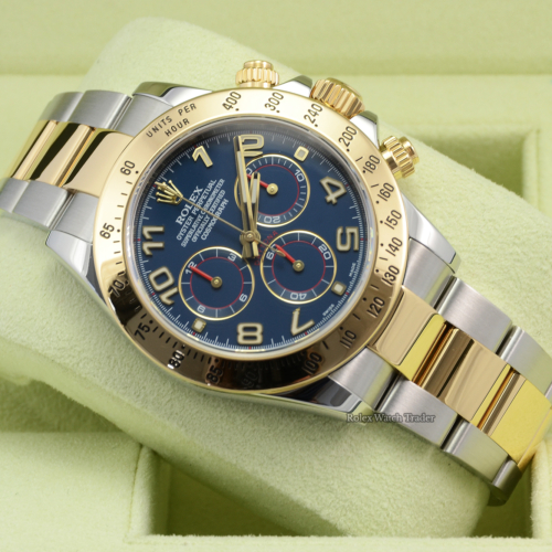 Rolex Daytona 116523 RARE Blue Arabic Dial with Red Detail