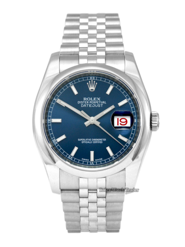 Rolex Datejust 116200 36mm Blue Baton Roulette Dial UK 2018