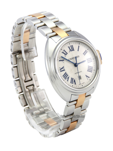 Cartier Clé De Cartier W2CL0004 Automatic Steel Rose Gold Silver Dial 31mm For Sale Available Purchase Buy Online with Part Exchange or Direct Sale Manchester North West England UK Great Britain Buy Today Free Next Day Delivery Warranty Luxury Watch Watches