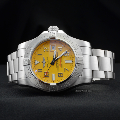 Breitling Avenger II Seawolf A17331 Cobra Yellow Dial For Sale Pre-Owned Used Second Hand Stainless Steel 2019 Box & Papers Including 2 Years Warranty
