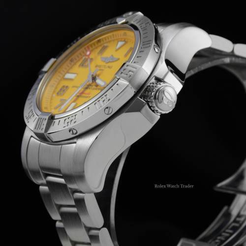 Breitling Avenger II Seawolf A17331 Cobra Yellow Dial For Sale Pre-Owned Used Second Hand Stainless Steel 2019 Box & Papers Including 2 Years Warranty