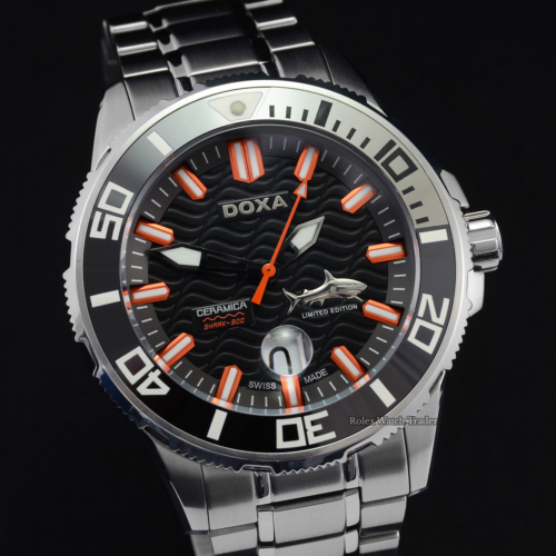 Doxa Shark Ceramica XL D196SGY Limited Edition 0275/2000 Pre-Owned Unworn Condition Stainless Steel Watch Black Dial Ceramic Bezel For Sale in Manchester North West UK Available Instantly