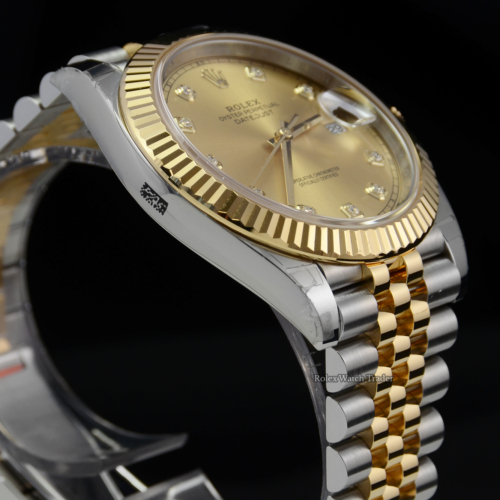 Rolex Datejust 126333 41mm Champagne Diamond Dot Dial 2020 Bimetal For Sale Available Pre-Owned in Excellent Condition Box & Papers Diamonds Stunning Men's Rolex Watch