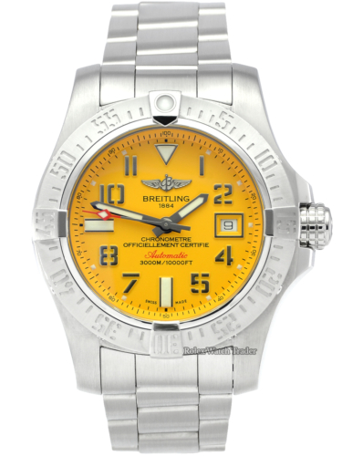 Breitling Avenger II Seawolf A1733110 Cobra Yellow Dial For Sale Pre-Owned Used Second Hand Stainless Steel 2019 Box & Papers Including 2 Years Warranty
