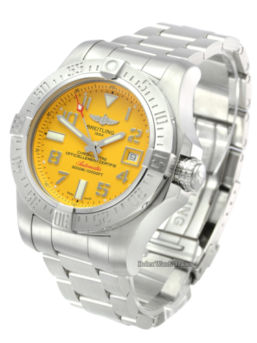Breitling Avenger II Seawolf A17331 Cobra Yellow Dial For Sale Pre-Owned Used Second Hand Stainless Steel 2019 Box & Papers Including 2 Years Warranty