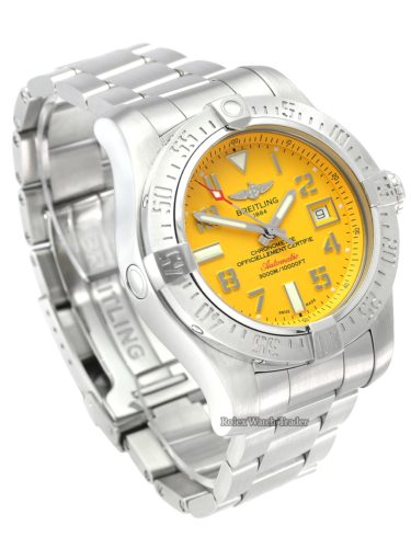 Breitling Avenger II Seawolf A17331 Cobra Yellow Dial For Sale Pre-Owned Used Second Hand Stainless Steel 2019 Box & Papers Including 2 Years Warranty