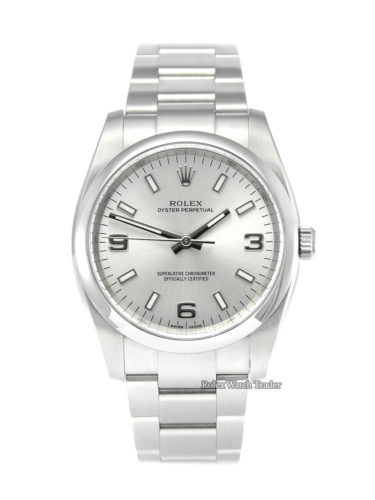 Rolex Oyster Perpetual 114200 34mm Silver Dial For Sale Pre-Owned Second Hand Used Available to Purchase Buy Today Manchester UK North West Excellent Service