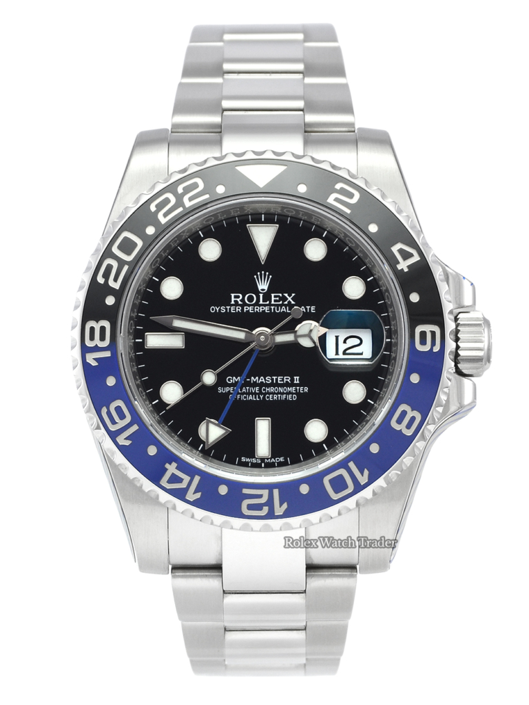 Rolex GMT-Master II 116710BLNR SERVICED BY ROLEX Batman Unworn Pre-Owned Second Hand Used For Sale Available Purchase Online with Part Exchange or Direct Sale Manchester North West England UK Great Britain Buy Today