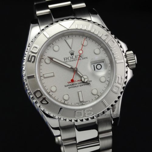 Rolex Yacht-Master 16622 SERVICED BY ROLEX 40mm Platinum Bezel Pre-Owned Used Second Hand For Sale Available Purchase Online with Part Exchange or Direct Sale Manchester North West England UK Great Britain Buy Today