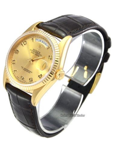 Rolex Day-Date 18248 36mm SERVICED Yellow Gold Leather Strap Pre-Owned Stunning Best Deal on Rolex Day Date For Sale Available Purchase Online with Part Exchange or Direct Sale Manchester North West England UK Great Britain Buy Today