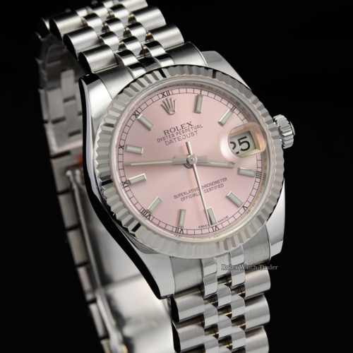Rolex Datejust 178274 31mm Pink Dial Lady-Datejust Pre-Owned Used Second Hand Mint Condition Excellent Condition Jubilee Bracelet Concealed Clasp Crownclasp For Sale in Manchester North West England UK Available Today 1 Year Warranty & Free Delivery