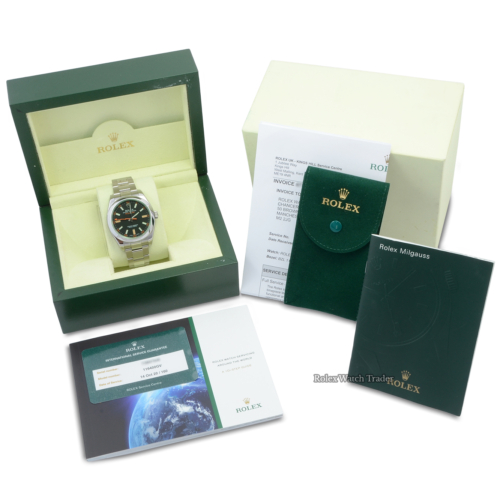Rolex Milgauss 116400GV SERVICED BY ROLEX Black Dial Unworn with Stickers Pre-Owned Second Hand For Sale Available Purchase Online with Part Exchange or Direct Sale Manchester North West England UK Great Britain Buy Today