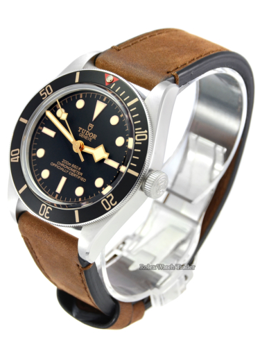 Tudor Heritage Black Bay Fifty-Eight 79030N Leather Strap For Sale Available Instantly No Waiting List Pre-Owned Excellent Condition Brown Soft Leather Strap Black Dial Diver's Bezel Buy From Rolex Watch Trader in Manchester North West UK