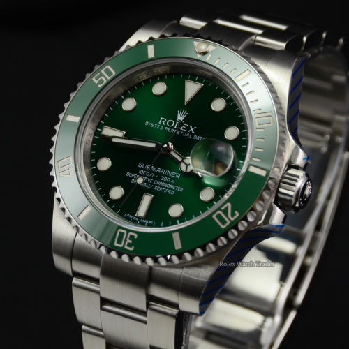 Rolex Submariner 116610LV "Hulk" Serviced by Rolex with Stickers Unworn Pre-Owned Used Second Hand For Sale Available Purchase Online with Part Exchange or Direct Sale Manchester North West England UK Great Britain Buy Today