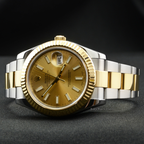 Rolex Datejust II 116333 SERVICED BY ROLEX with Stickers Champagne Baton Dial Pre-Owned Second Hand Used For Sale Available Purchase Buy Online with Part Exchange or Direct Sale Manchester North West England UK Great Britain Buy Today Free Next Day Delivery Warranty Luxury Watch Watches