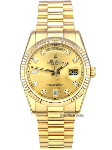 Rolex Day-Date President 118238 36mm SERVICED BY ROLEX 2004 2 Year Rolex Service Warranty Pre-Owned Used For Sale Available Purchase Online with Part Exchange or Direct Sale Manchester North West England UK Great Britain Buy Today