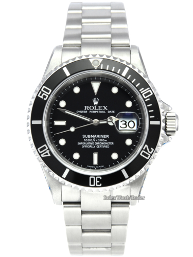 Rolex Submariner Date 16610 2004 SERVICED BY ROLEX with Stickers Pre-Owned Unworn Condition Mint Like New Excellent Used Second Hand Watch For Sale Available Purchase Online with Part Exchange or Direct Sale Manchester North West England UK Great Britain Buy Today