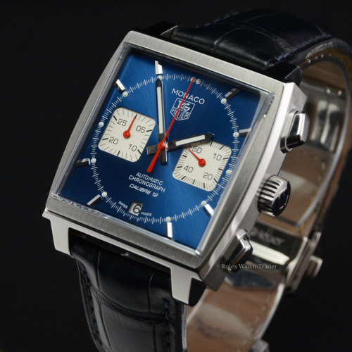 TAG Heuer Monaco Calibre 12 CAW2111 2016 Box & Papers Pre-Owned Used Second Hand For Sale Available Purchase Buy Online with Part Exchange or Direct Sale Manchester North West England UK Great Britain Buy Today Free Next Day Delivery Warranty Luxury Watch Watches