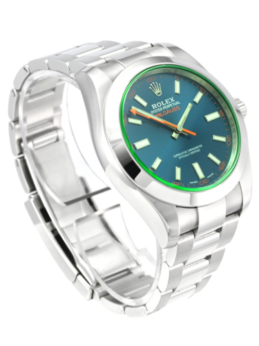 Rolex Milgauss 116400GV Blue Dial 2018 Z-Blue Green Glass Sapphire Crystal Oyster Bracelet Used Pre-Owned Second Hand For Sale Available Purchase Buy Online with Part Exchange or Direct Sale Manchester North West England UK Great Britain Buy Today Free Next Day Delivery Warranty Luxury Watch Watches