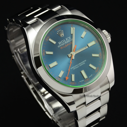 Rolex Milgauss 116400GV Blue Dial Stainless Steel 2016 Z-Blue Used Second Hand Anti-Magnetic Pre-Owned For Sale Available Purchase Buy Online with Part Exchange or Direct Sale Manchester North West England UK Great Britain Buy Today Free Next Day Delivery Warranty Luxury Watch Watches