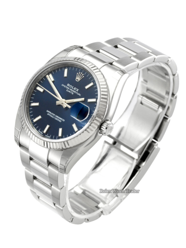 Rolex Oyster Perpetual Date 115234, serviced by Rolex For Sale Available Purchase Buy Online with Part Exchange or Direct Sale Manchester North West England UK Great Britain Buy Today Free Next Day Delivery Warranty Luxury Watch Watches