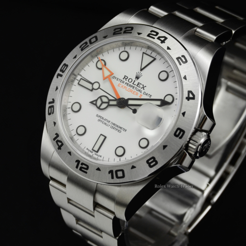 Rolex Explorer II 216570 White Dial UK 2020 Pre-Owned Used Polar Dial Orange GMT Hand Date Steel Bracelet Second Hand For Sale Available Purchase Buy Online with Part Exchange or Direct Sale Manchester North West England UK Great Britain Buy Today Free Next Day Delivery Warranty Luxury Watch Watches