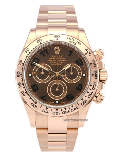 Rolex Daytona 116505 Chocolate Arabic Dial 2018 Full UK Set Used Second Hand Pre-Owned Discontinued Out of Production For Sale Available Purchase Buy Online with Part Exchange or Direct Sale Manchester North West England UK Great Britain Buy Today Free Next Day Delivery Warranty Luxury Watch Watches