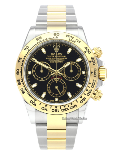 Rolex Daytona 116503 Bi-Metal Black Baton Dial 2019 UK Pre-Owned Used Second Hand Pre-Loved Previously Owned Classy Stunning Men's For Sale Available Purchase Buy Online with Part Exchange or Direct Sale Manchester North West England UK Great Britain Buy Today Free Next Day Delivery Warranty Luxury Watch Watches