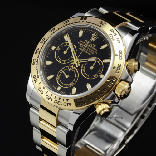 Rolex Daytona 116503 Bi-Metal Black Baton Dial 2019 UK Pre-Owned Used Second Hand Pre-Loved Previously Owned Classy Stunning Men's For Sale Available Purchase Buy Online with Part Exchange or Direct Sale Manchester North West England UK Great Britain Buy Today Free Next Day Delivery Warranty Luxury Watch Watches