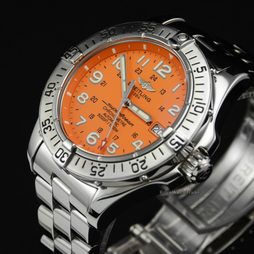 Breitling Superocean A1736011/0501 Orange Arabic Numeral Dial For Sale Available Purchase Buy Online with Part Exchange or Direct Sale Manchester North West England UK Great Britain Buy Today Free Next Day Delivery Warranty Luxury Watch Watches