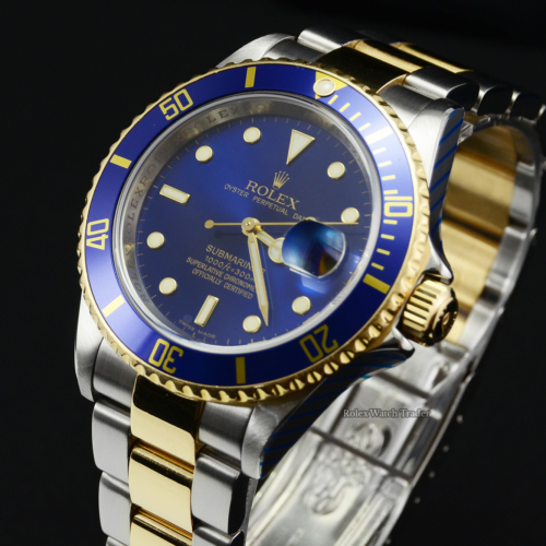 Rolex Submariner Date 16613 UK 2008 SERVICED BY ROLEX Pre-Owned Used Second Hand Bluesy 40mm Aluminium Bezel For Sale Available Purchase Buy Online with Part Exchange or Direct Sale Manchester North West England UK Great Britain Buy Today Free Next Day Delivery Warranty Luxury Watch Watches