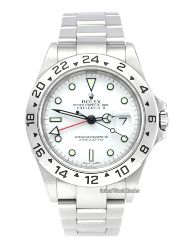 Rolex Explorer II 16570 White Dial with Service History Pre-Owned Used Second Hand Mint Unworn Condition Polar Dial Vintage For Sale Available Purchase Buy Online with Part Exchange or Direct Sale Manchester North West England UK Great Britain Buy Today Free Next Day Delivery Warranty Luxury Watch Watches
