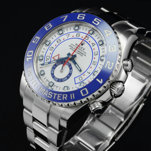 Rolex Yacht-Master II 116680 Stainless Steel 44mm Pre-Owned Used Second Hand Blue Bezel Regatta For Sale Available Purchase Buy Online with Part Exchange or Direct Sale Manchester North West England UK Great Britain Buy Today Free Next Day Delivery Warranty Luxury Watch Watches