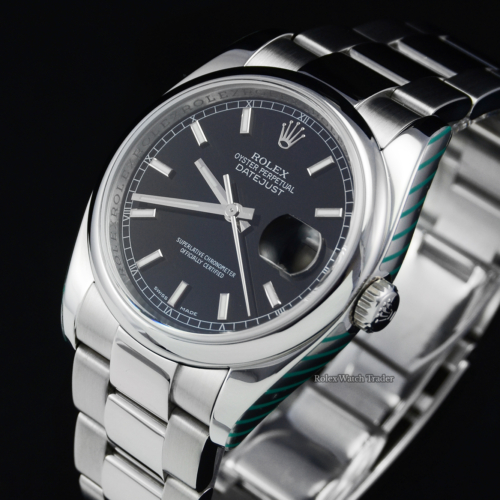 Rolex Datejust 116200 Black Dial SERVICED BY ROLEX 36mm Pre-Owned Used Second Hand with Full Service 2 Years Warranty For Sale Available Purchase Buy Online with Part Exchange or Direct Sale Manchester North West England UK Great Britain Buy Today Free Next Day Delivery Warranty Luxury Watch Watches