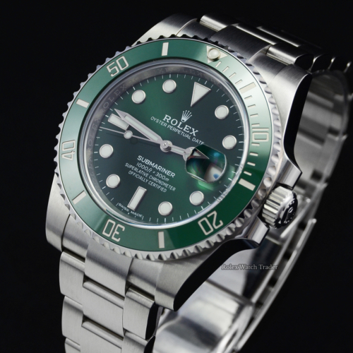 Rolex Submariner 116610LV "Hulk" 2019 Pre-Owned Used Second Hand Previously Owned Green Dial Green Bezel For Sale Available Purchase Buy Online with Part Exchange or Direct Sale Manchester North West England UK Great Britain Buy Today Free Next Day Delivery Warranty Luxury Watch Watches