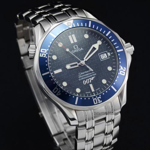 Omega Seamaster 2537.80.00 40th Anniversary James Bond Limited Edition 41mm Automatic Blue Dial Stainless Steel Pre-Owned Used Second Hand For Sale Available Purchase Buy Online with Part Exchange or Direct Sale Manchester North West England UK Great Britain Buy Today Free Next Day Delivery Warranty Luxury Watch Watches