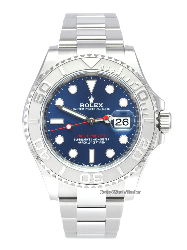 Rolex Yacht-Master 126622 40mm Blue 2020 Unworn Brand New Stainless Steel Red Detail Platinum Bezel For Sale Available Purchase Buy Online with Part Exchange or Direct Sale Manchester North West England UK Great Britain Buy Today Free Next Day Delivery Warranty Luxury Watch Watches