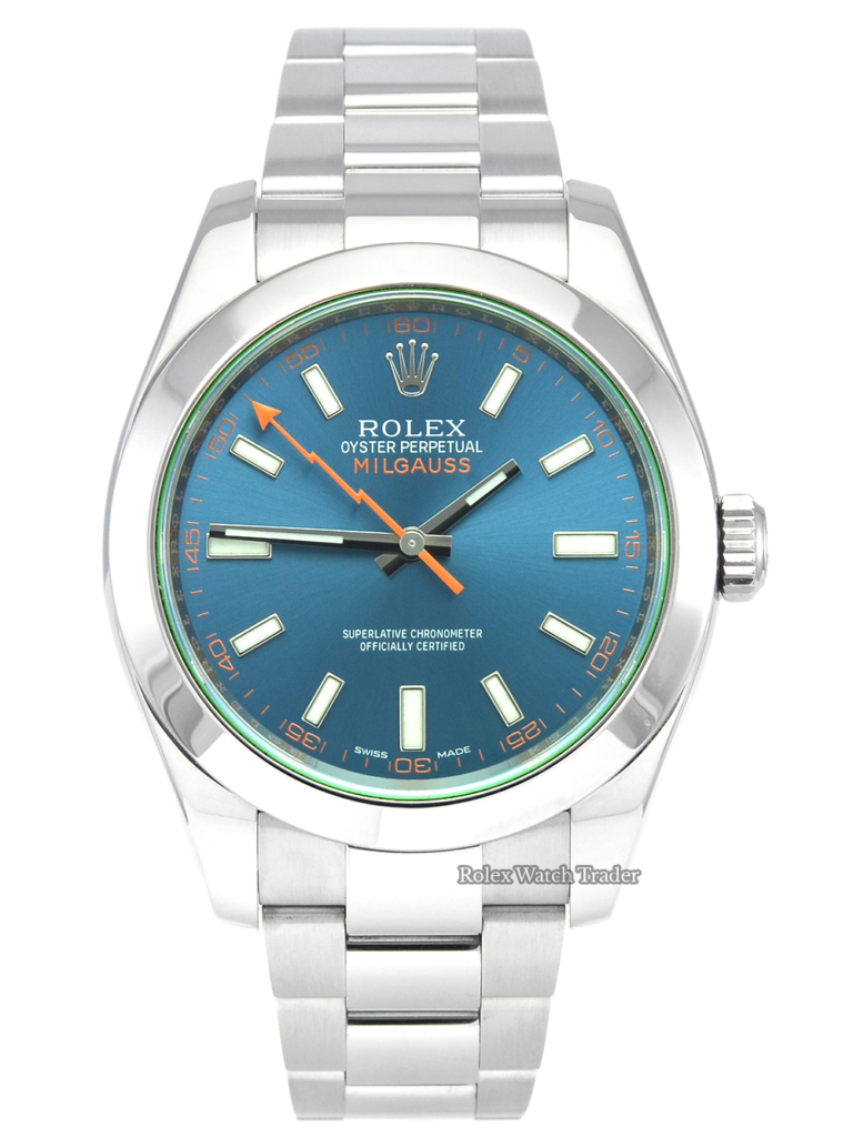 Rolex Milgauss 116400GV Blue Dial UK 2016 Pre-Owned Second Hand Used For Sale Available Purchase Buy Online with Part Exchange or Direct Sale Manchester North West England UK Great Britain Buy Today Free Next Day Delivery Warranty Luxury Watch Watches