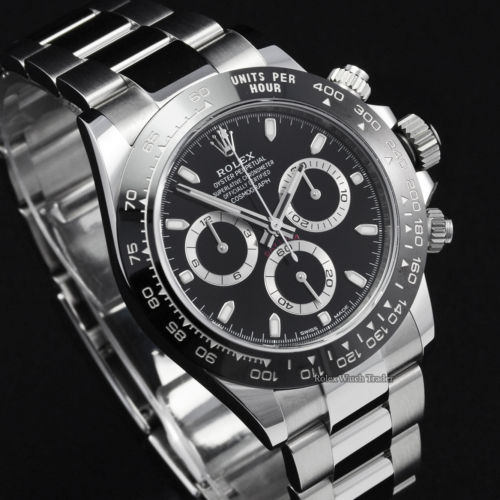 Rolex Daytona 116500LN Black Dial 2021 Unworn Ceramic Brand New Men's Stainless Steel Sports Model For Sale Available Purchase Buy Online with Part Exchange or Direct Sale Manchester North West England UK Great Britain Buy Today Free Next Day Delivery Warranty Luxury Watch Watches