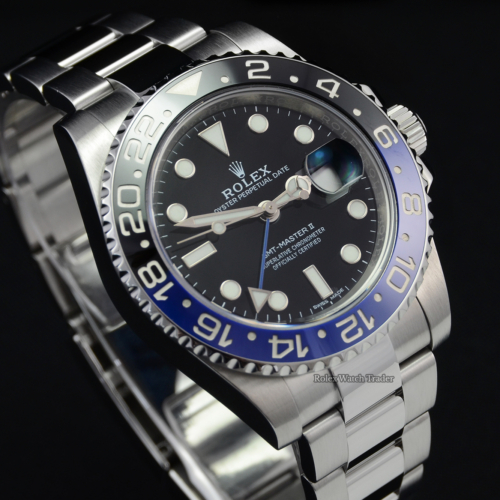 Rolex GMT-Master II 116710BLNR "Batman" 2016 Pre-Owned Second Hand Used Previously Owned Blue & Black Stainless Steel 1 Year Warranty For Sale Available Purchase Buy Online with Part Exchange or Direct Sale Manchester North West England UK Great Britain Buy Today Free Next Day Delivery Warranty Luxury Watch Watches