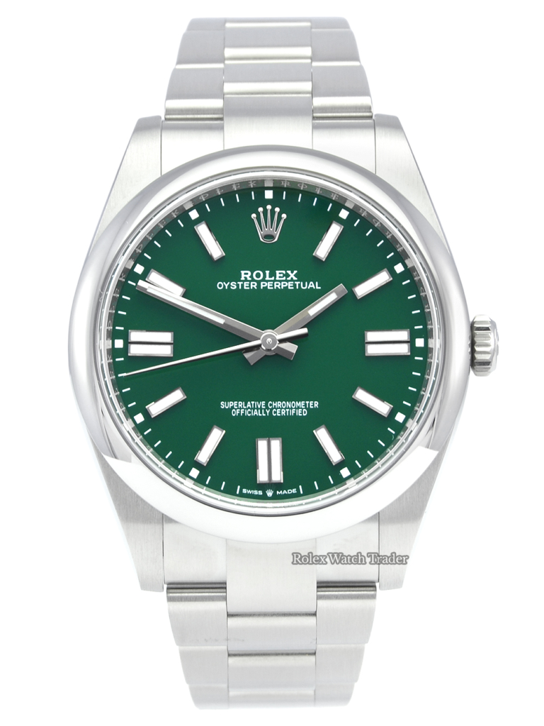 Rolex Oyster Perpetual 124300 41mm Green Dial Unworn 2021 UK Brand New Men's Newest Release For Sale Available Purchase Buy Online with Part Exchange or Direct Sale Manchester North West England UK Great Britain Buy Today Free Next Day Delivery Warranty Luxury Watch Watches