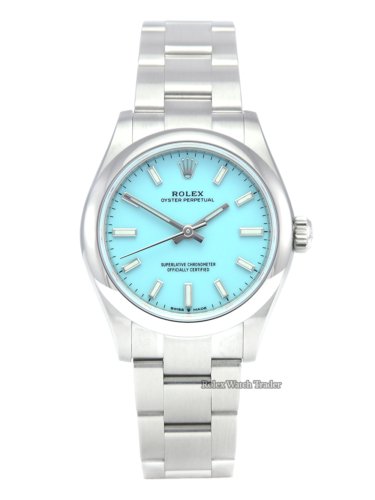 Rolex Oyster Perpetual 31 277200 Tiffany Turquoise Dial Unworn UK 2021 Brand New Newest Release Women's Ladies' For Sale Available Purchase Buy Online with Part Exchange or Direct Sale Manchester North West England UK Great Britain Buy Today Free Next Day Delivery Warranty Luxury Watch Watches