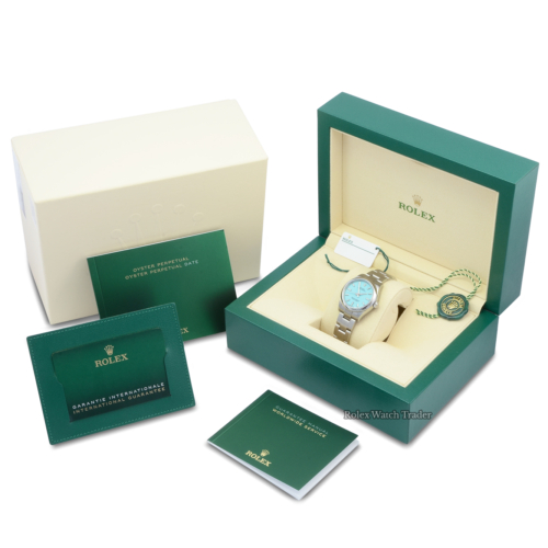 Rolex Oyster Perpetual 31 277200 Tiffany Turquoise Dial Unworn UK 2021 Brand New Newest Release Women's Ladies' For Sale Available Purchase Buy Online with Part Exchange or Direct Sale Manchester North West England UK Great Britain Buy Today Free Next Day Delivery Warranty Luxury Watch Watches